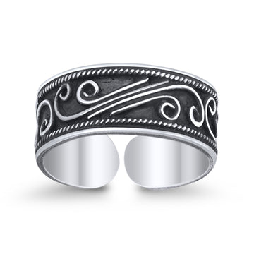 Bali Design Toe Ring Adjustable Band 925 Sterling Silver For Women (6mm)